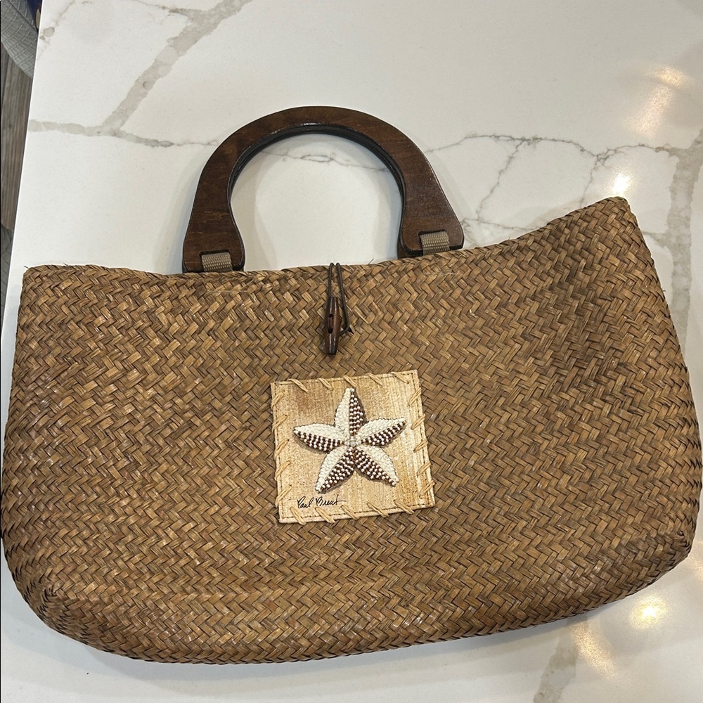 Paul Brent , Brown Woven Satchel with a beautiful beaded Starfish Accent.